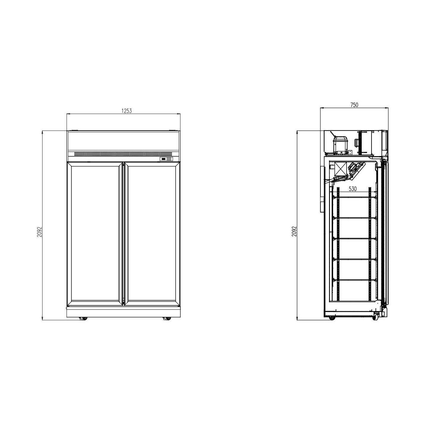 Vitrine refrigeree murale  2 Portes NOIR  1253mm 7455.2425 Combisteel-mondialchr.com