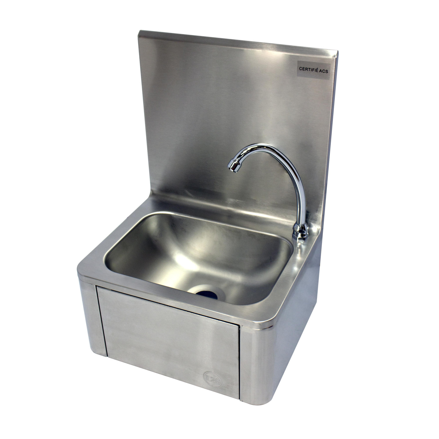 Lave-mains inox a commande femorale avec panneau basculant LMD L2G-mondialchr.com