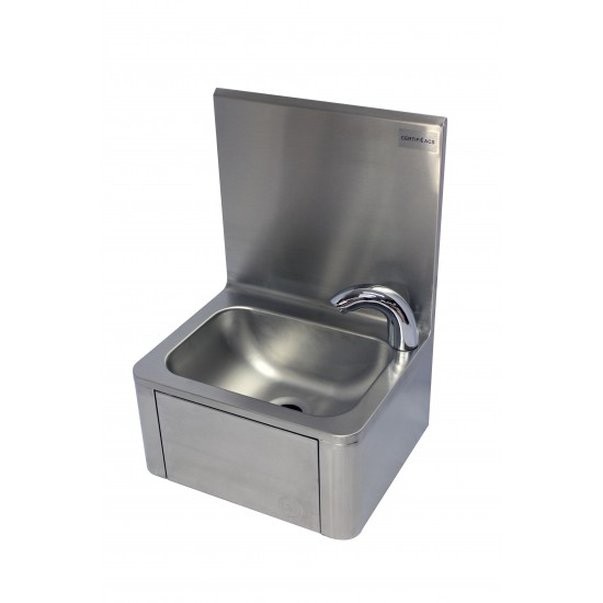 Lave-mains inox adosse avec robinet electronique LMDE L2G-mondialchr.com