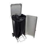 Porte-sacs mobile inox carene de 100 a 130 litres a ouverture frontale PSMC100-OF L2G-mondialchr.com