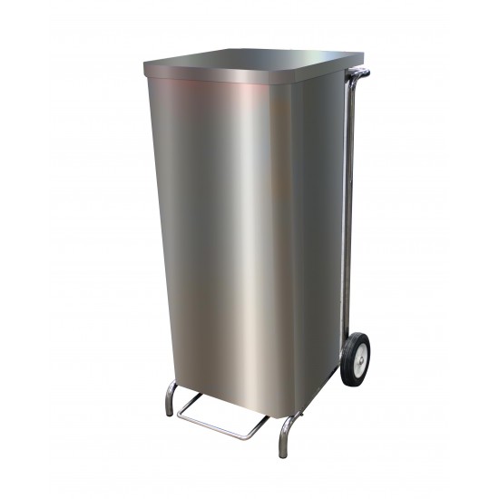 Porte-sacs mobile inox carene de 100 a 130 litres a ouverture frontale PSMC100-OF L2G-mondialchr.com
