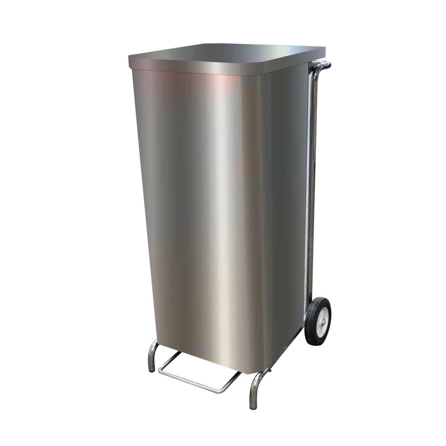 Porte-sacs mobile inox carene de 100 a 130 litres a ouverture frontale PSMC100-OF L2G-mondialchr.com
