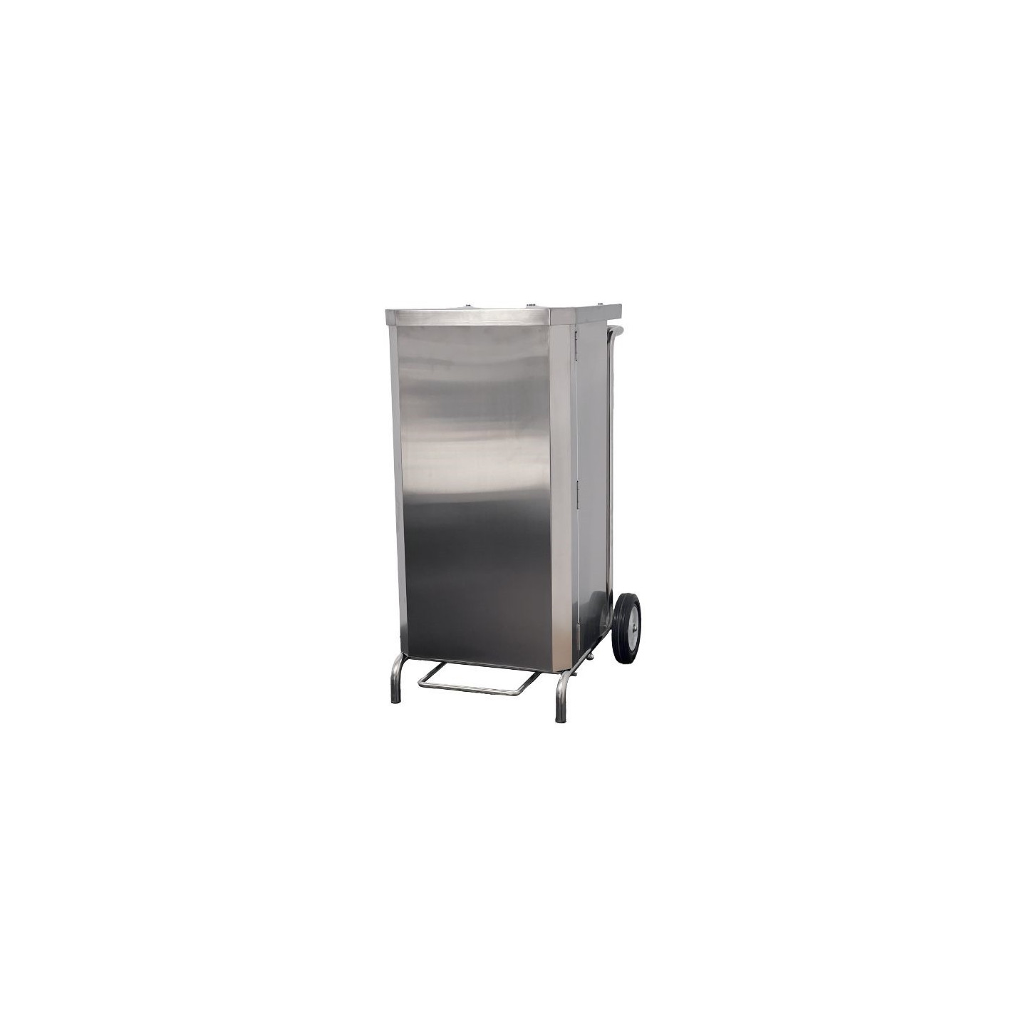 Porte-sacs mobile inox carene de 70 litres a ouverture frontale PSMC70-OF L2G-mondialchr.com
