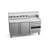 Table refrigeree positive 325L CPZC-2G compacte 700 mm pour pizzas avec 2 portes Fagor Professional-mondialchr.com
