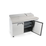 Meuble à pizza ATOSA 2 portes avec vitrine à capot inox