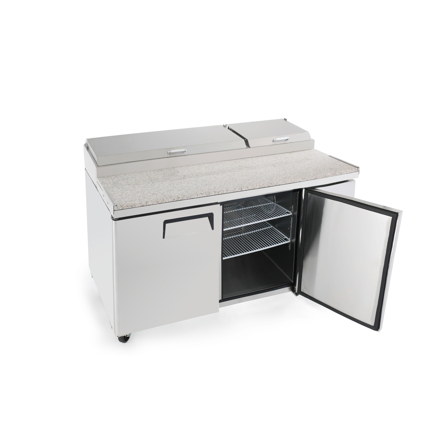 Meuble à pizza ATOSA 2 portes avec vitrine à capot inox