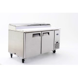 Meuble à pizza ATOSA 2 portes avec vitrine à capot inox