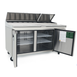 Meuble à pizza ATOSA 2 portes avec vitrine à capot inox