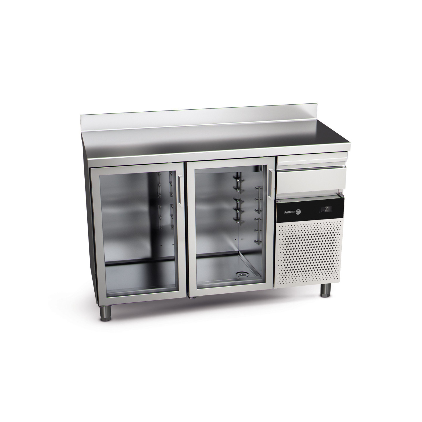 Arriere-bar refrigere avec portes vitrees et serrures  2 portes 355 L CBCP-2S LC GD de la gamme Snack Fagor Professional-mondial