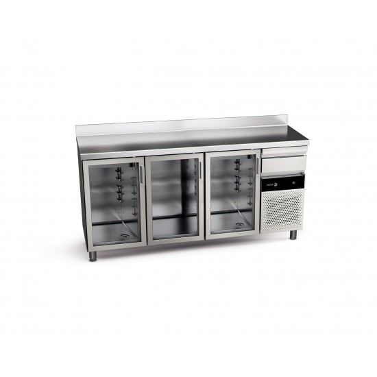 Arriere-bar refrigere avec portes vitrees et serrures  3 portes 551 L CBCP-3S LC GD de la gamme Snack Fagor Professional-mondial