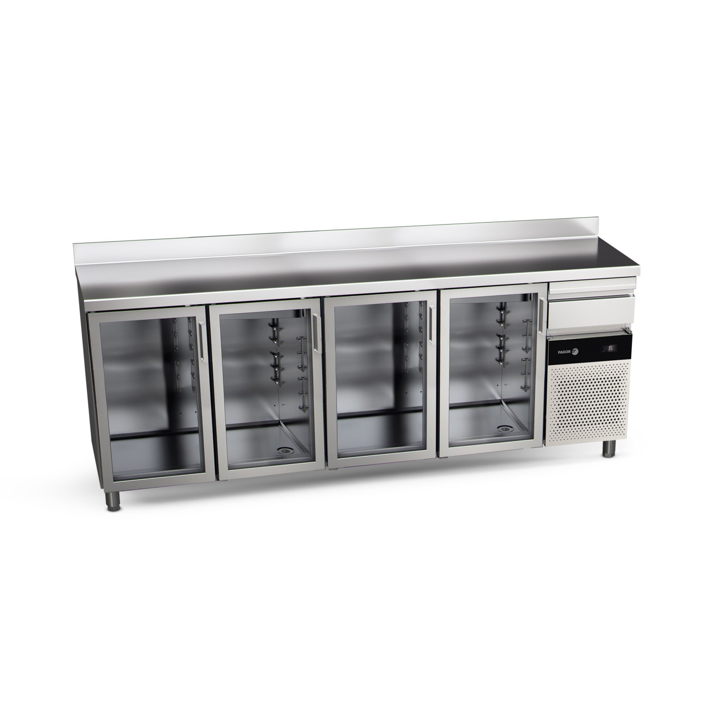 Arriere-bar refrigere avec portes vitrees et serrures 4 portes 747 L CBCP-4S LC GD de la gamme Snack Fagor Professional-mondialc