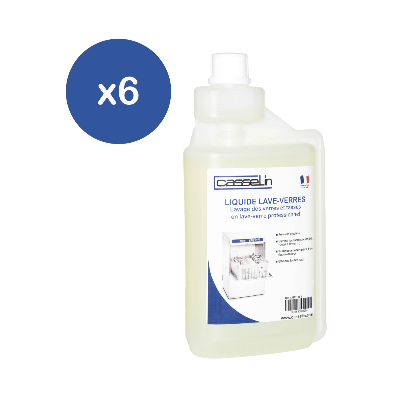 Liquide de lavage pour lave verres 1L Lot de 6 Casselin-mondialchr.com