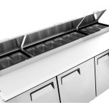 Meuble à pizza ATOSA 3 portes avec vitrine à capot inox