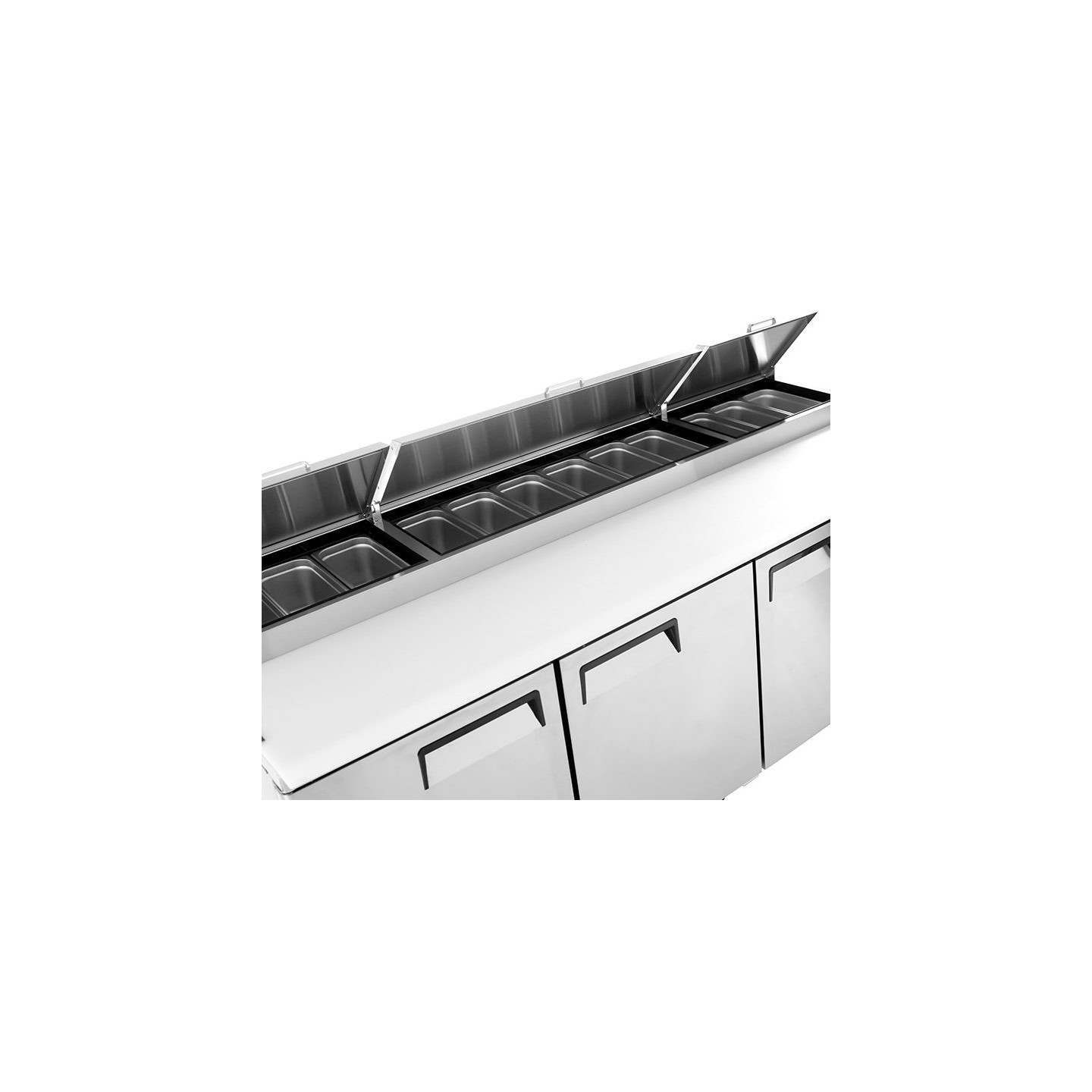 Meuble à pizza ATOSA 3 portes avec vitrine à capot inox