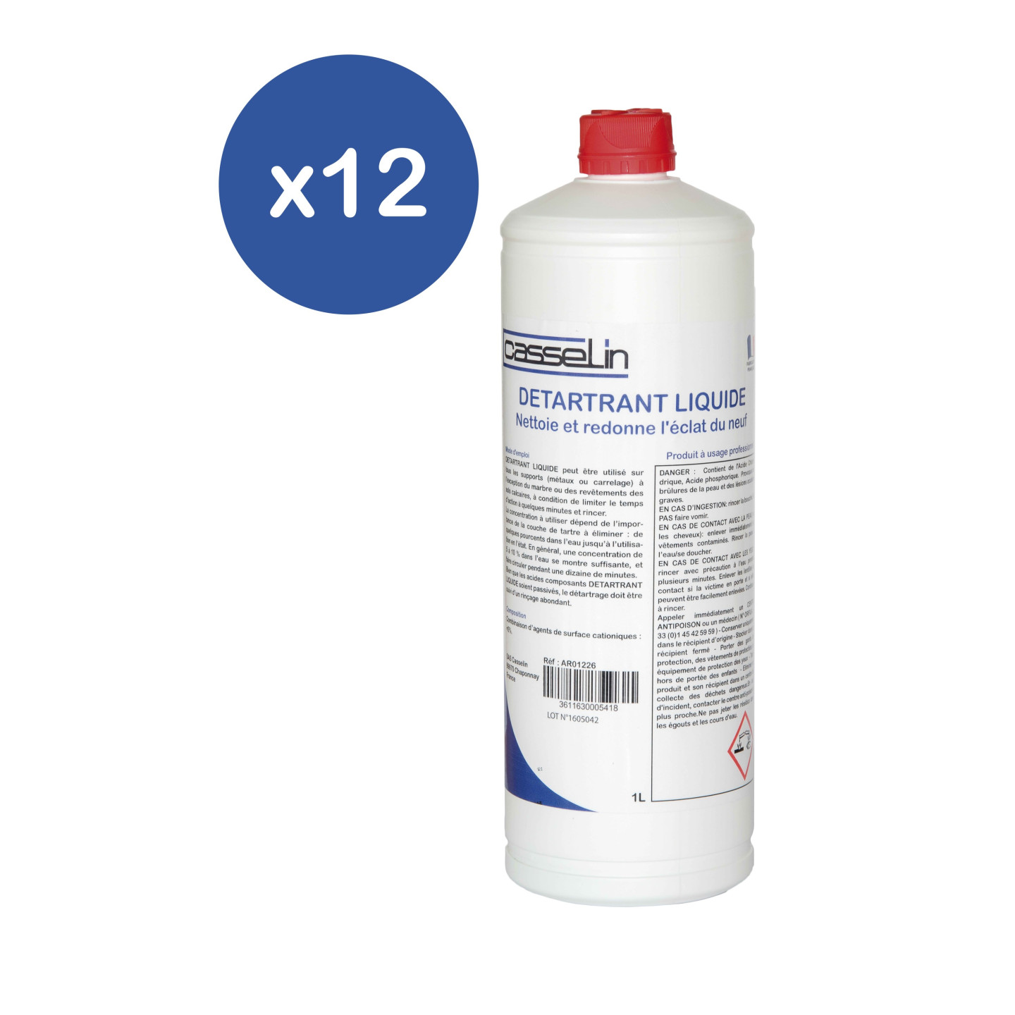 Détartrant liquide professionnel 1L Lot de 12 Casselin-mondialchr.com