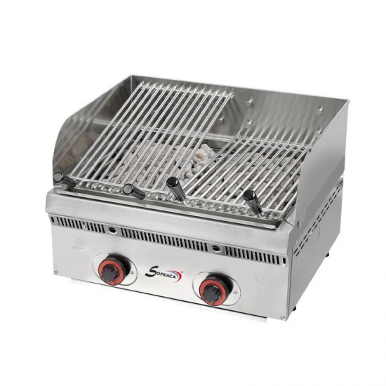 Grill à pierres de lave inclinable L600mm PBV60 Sofraca-mondialchr.com