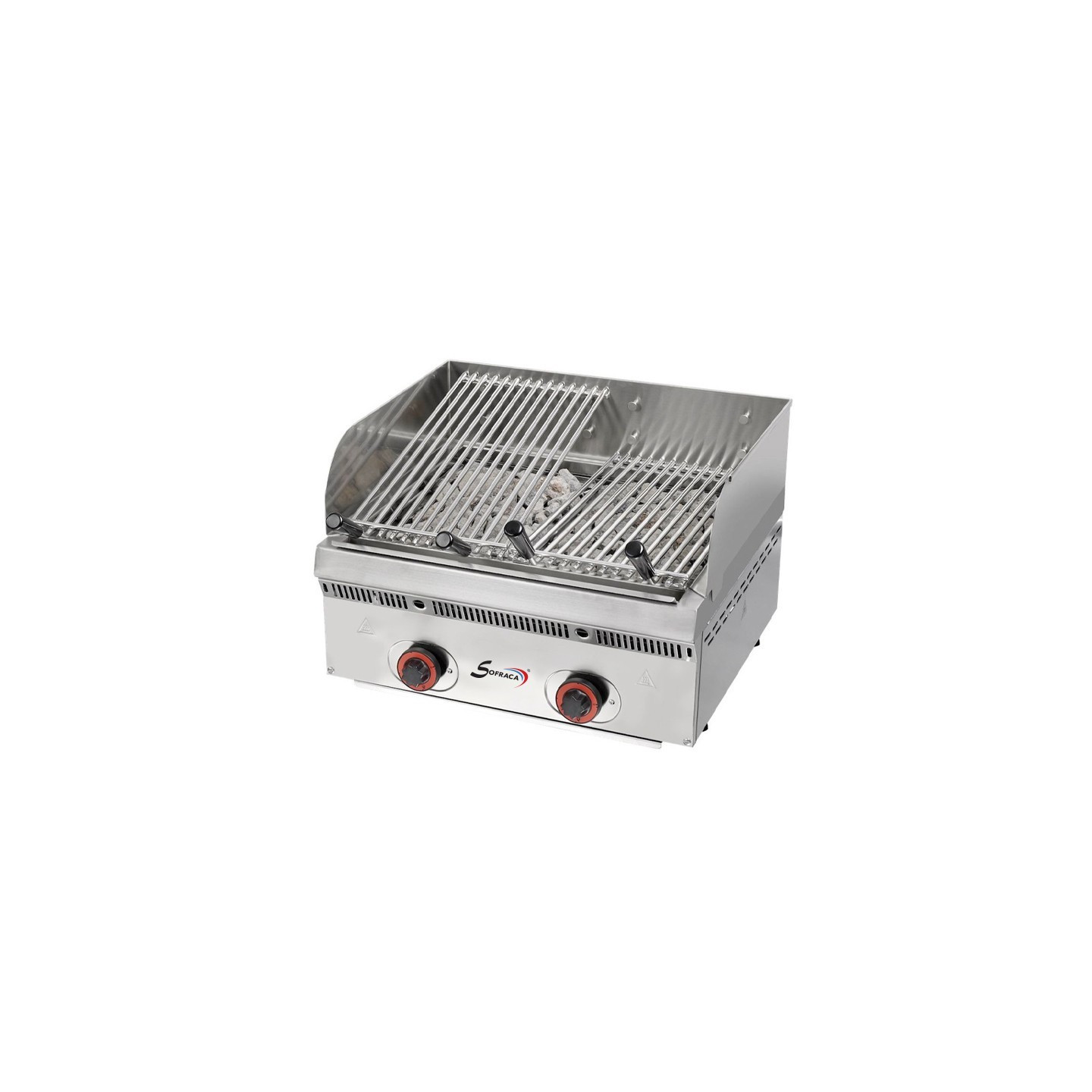 Grill à pierres de lave inclinable L600mm PBV60 Sofraca-mondialchr.com