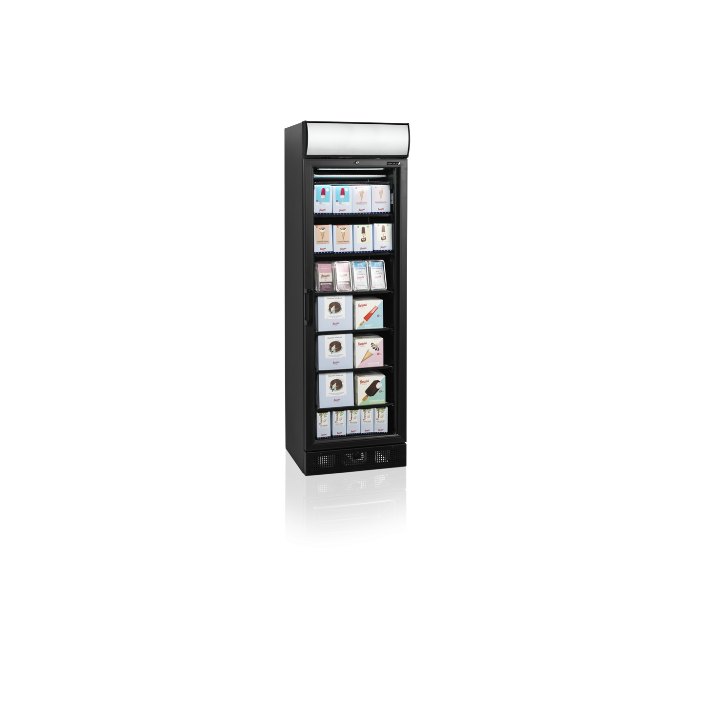Congélateur vertical 1 porte vitrée UFSC371GCP Black TEFCOLD -mondialchr.com