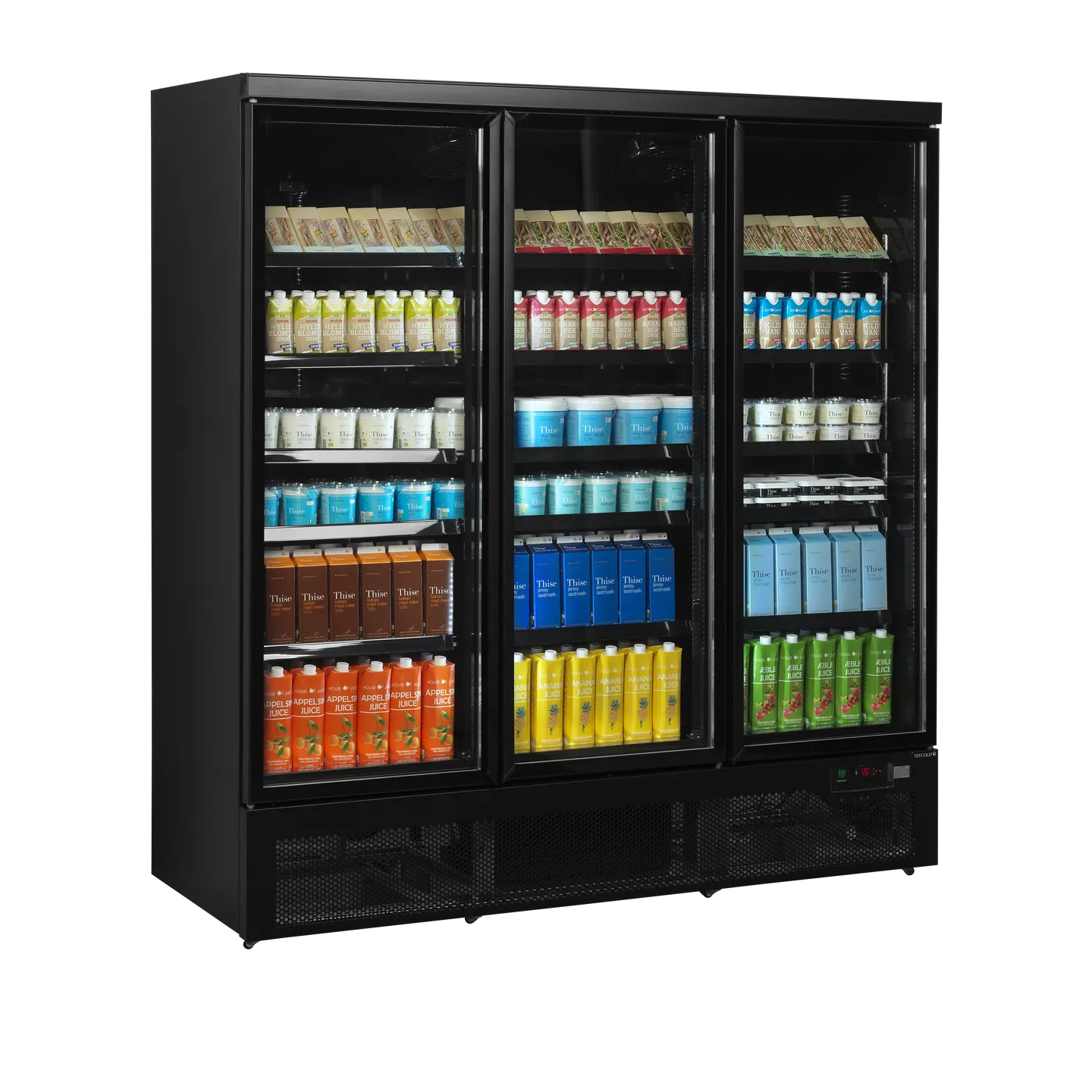 Vitrine réfrigérée noire Atom Maxi C3DBB 3 portes 52331 TEFCOLD-mondialchr.com