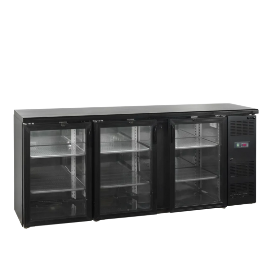 Arrière bar réfrigéré 3 portes CBC310G noir 15853 TEFCOLD-mondialchr.com