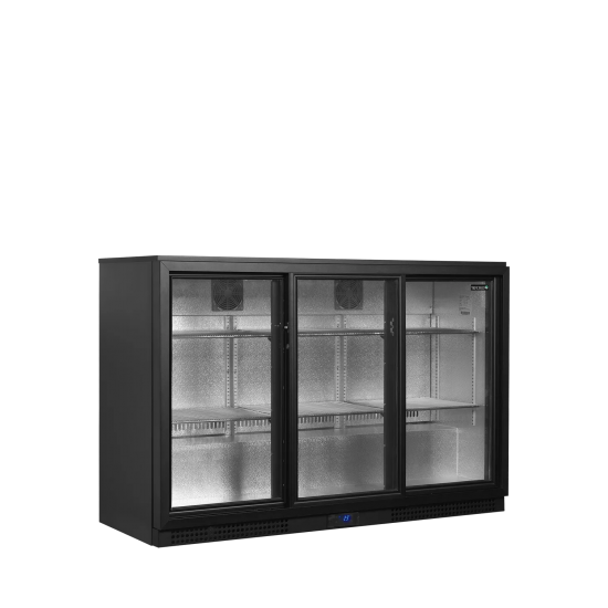 Arrière bar réfrigéré 3 portes BA30S-3  noir 15844 TEFCOLD-mondialchr.com