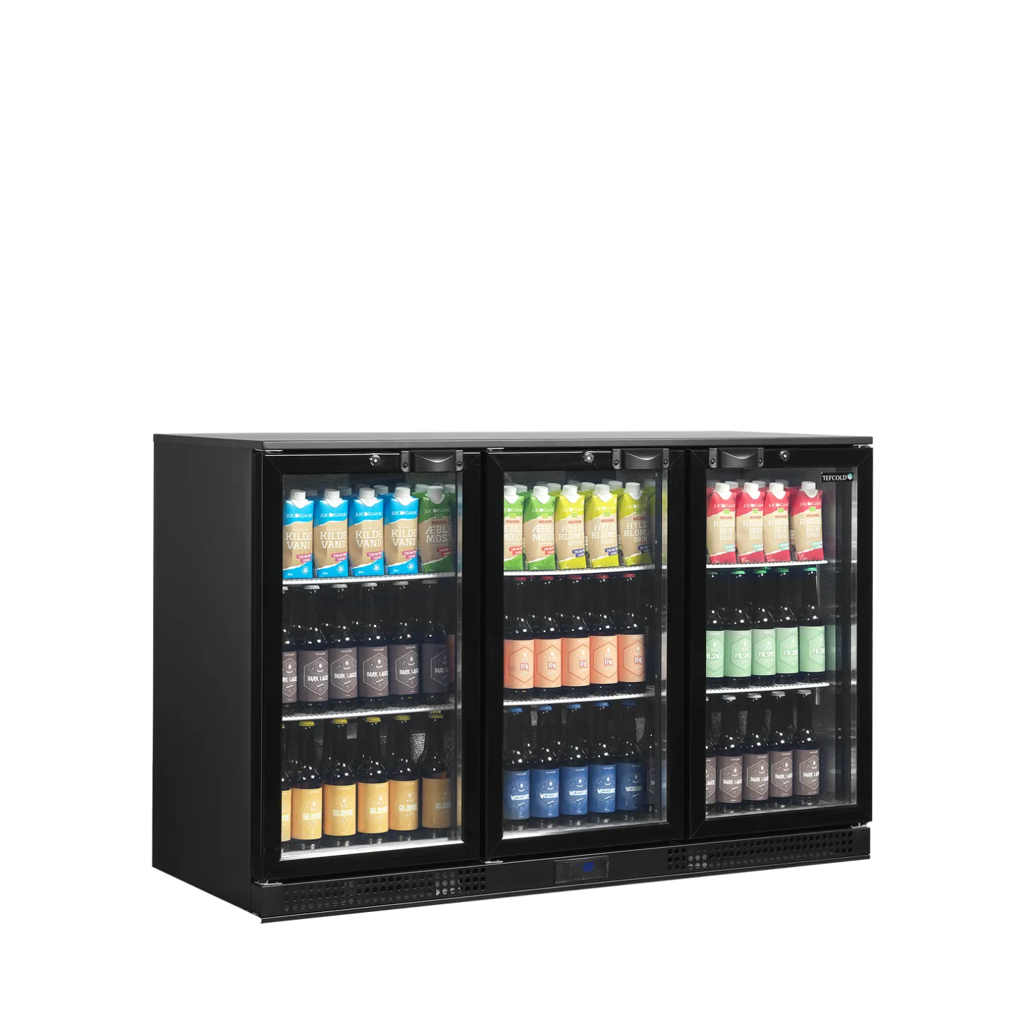 Arrière bar réfrigéré 3 portes DB301H-3 noir 44727 TEFCOLD-mondialchr.com