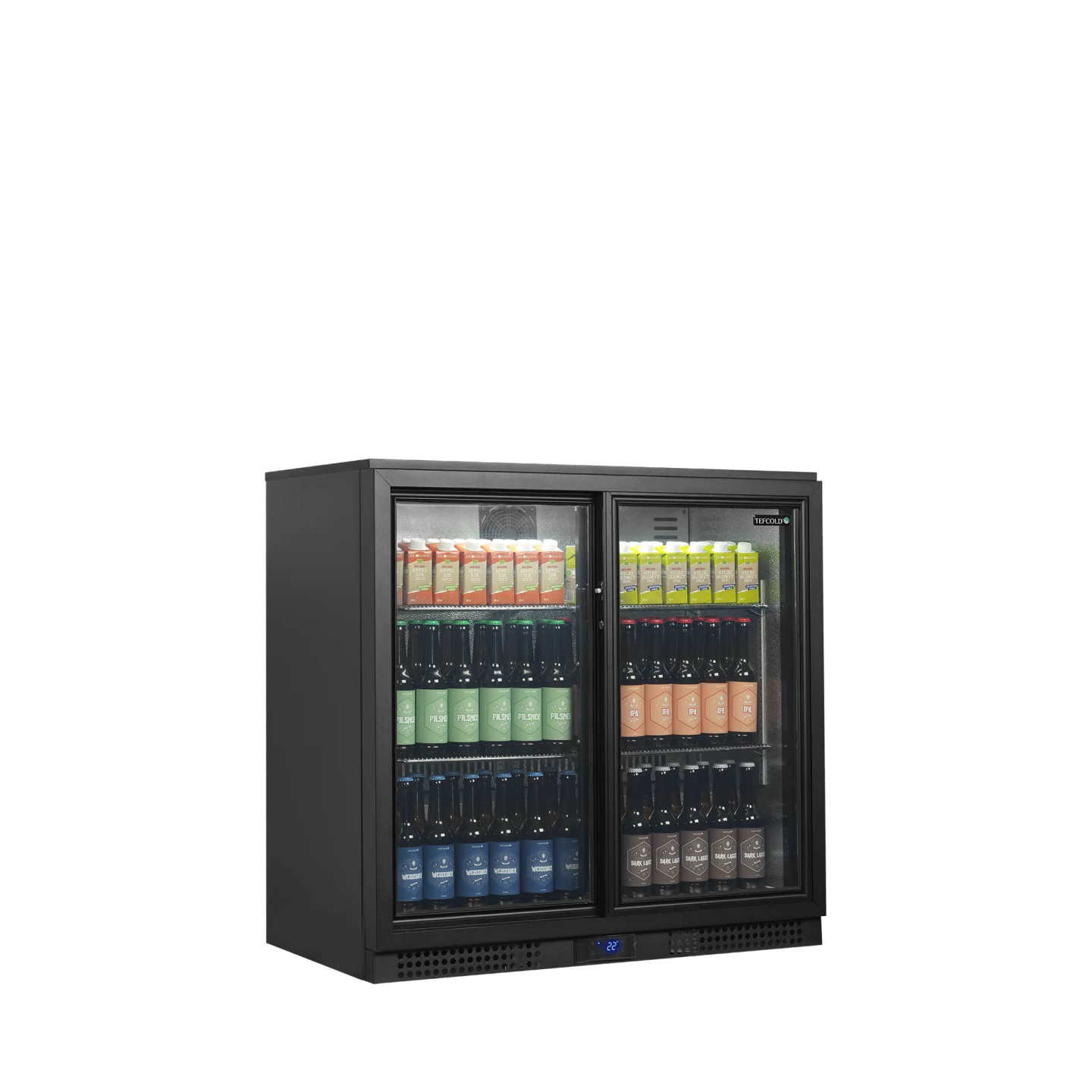 Arrière bar réfrigéré 2 portes BA21S noir 45473 TEFCOLD-mondialchr.com