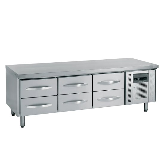 Soubassement réfrigéré UC5360 6 tiroirs GN1/1 pces Inox 16537 TEFCOLD-mondialchr.com