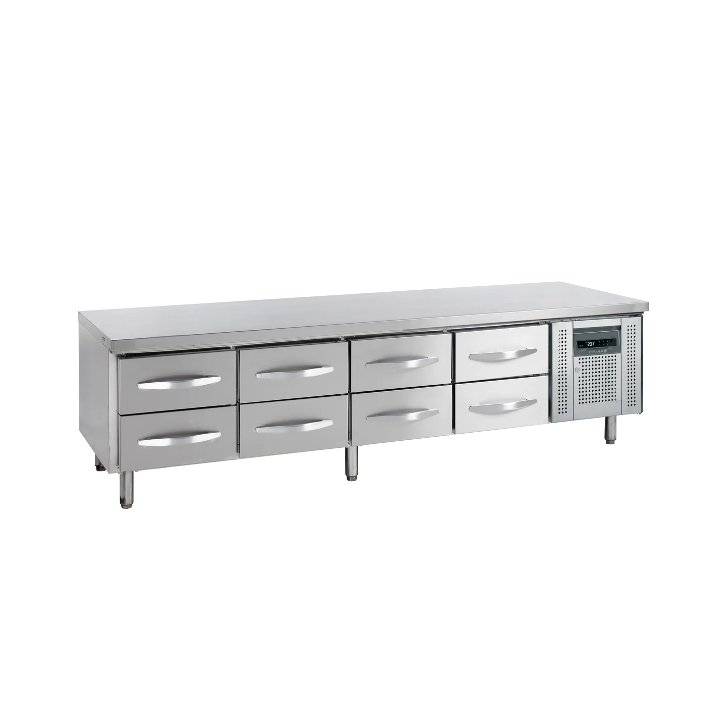 Soubassement réfrigéré UC5480 8 tiroirs GN1/1 pces Inox 16540 TEFCOLD-mondialchr.com