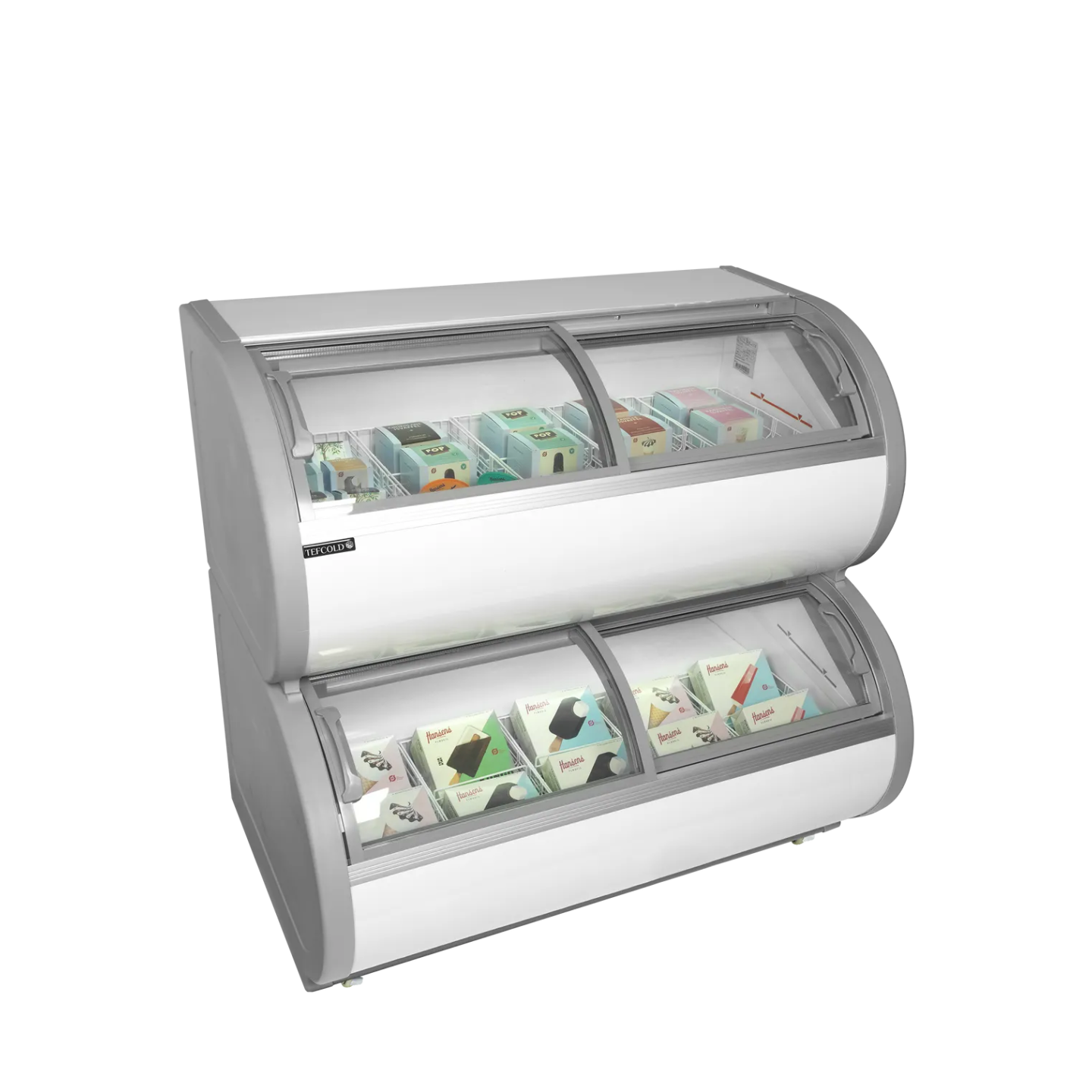 Vitrine froid négatif à deux niveaux TD500 ( 450 / 408) blanc 45261 TEFCOLD-mondialchr.com