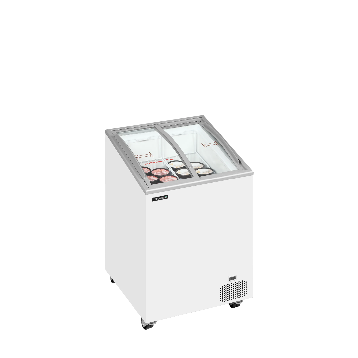 Congélateur vitré de crème glacée IC101SCEB LED (100 / 85) blanc 49261 TEFCOLD-mondialchr.com