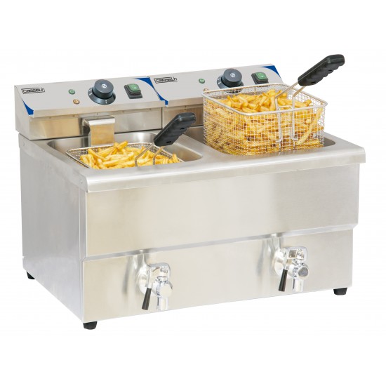 Friteuse électrique  2 x 8 litres avec vanne de vidange