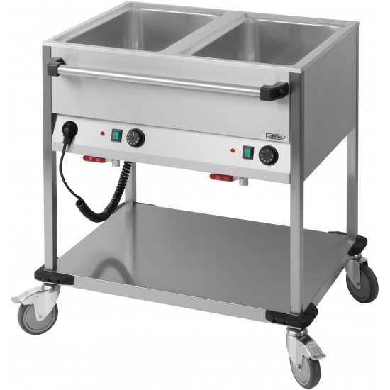 Chariot bain-marie large à eau 2 x GN 1/1 Casselin