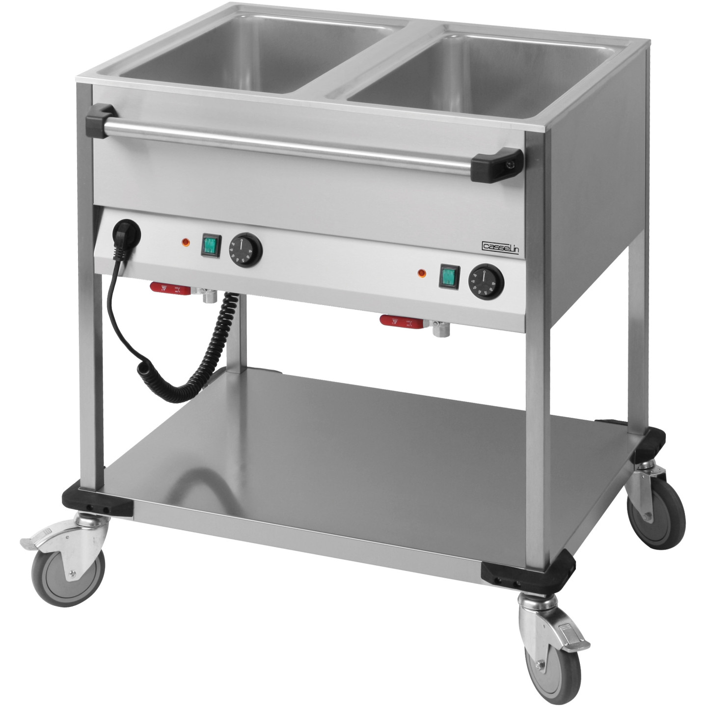 Chariot bain-marie large à eau 2 x GN 1/1 Casselin