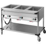 Chariot bain-marie large à eau 3 x GN 1/1