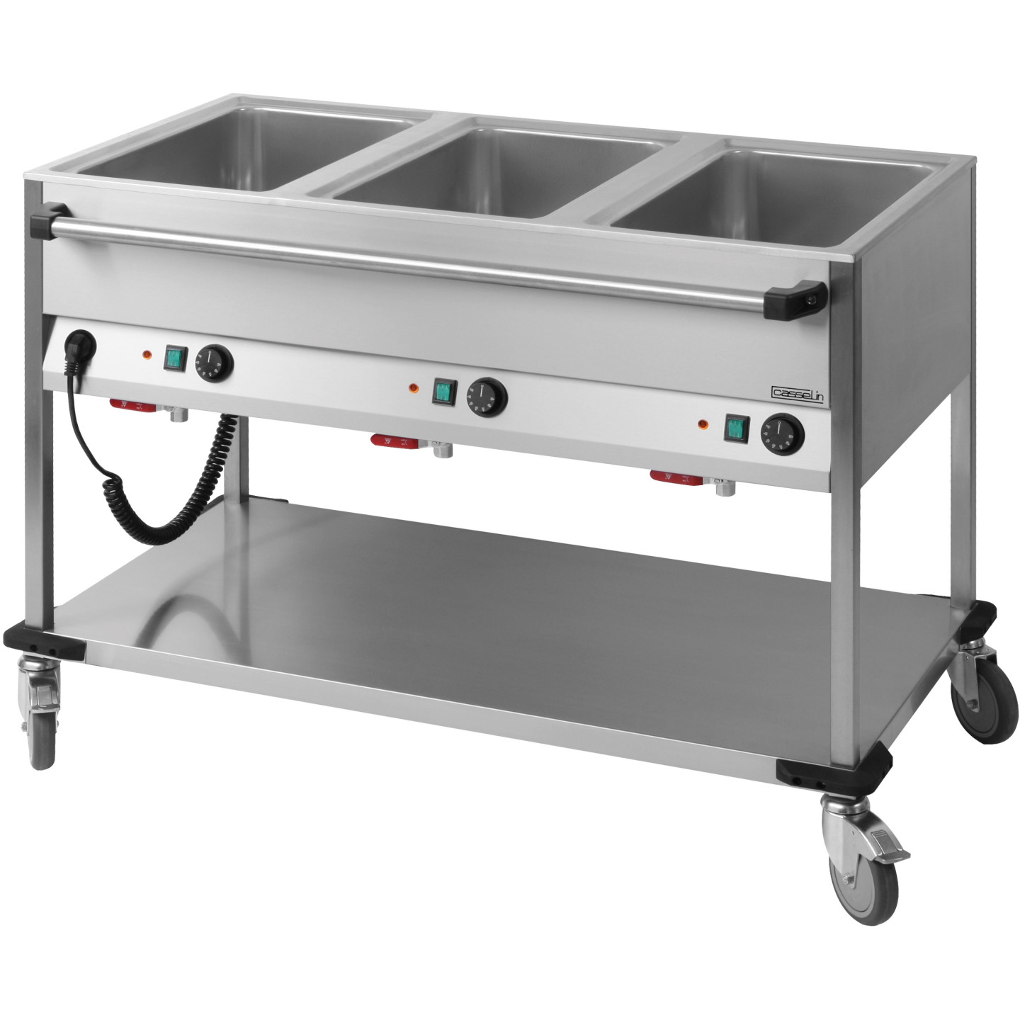 Chariot bain-marie large à eau 3 x GN 1/1