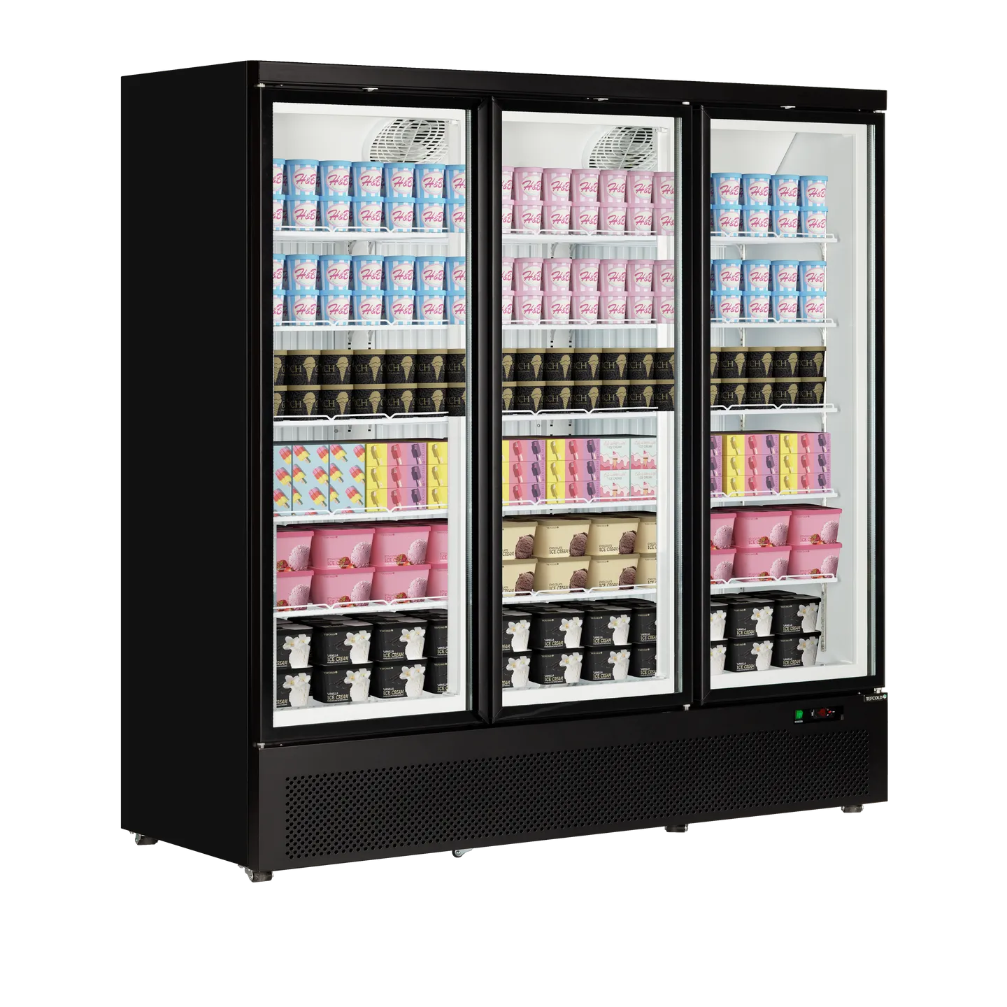 Congélateur vertical vitré Atom Maxi F3DB ( 1563 / 1090L) Noir 47533 TEFCOLD-mondialchr.com