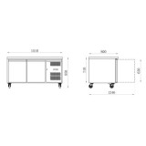 Table réfrigérée pâtissière 600x400 Plan travail inox 2 portes AFI AA28PP-mondialchr.com