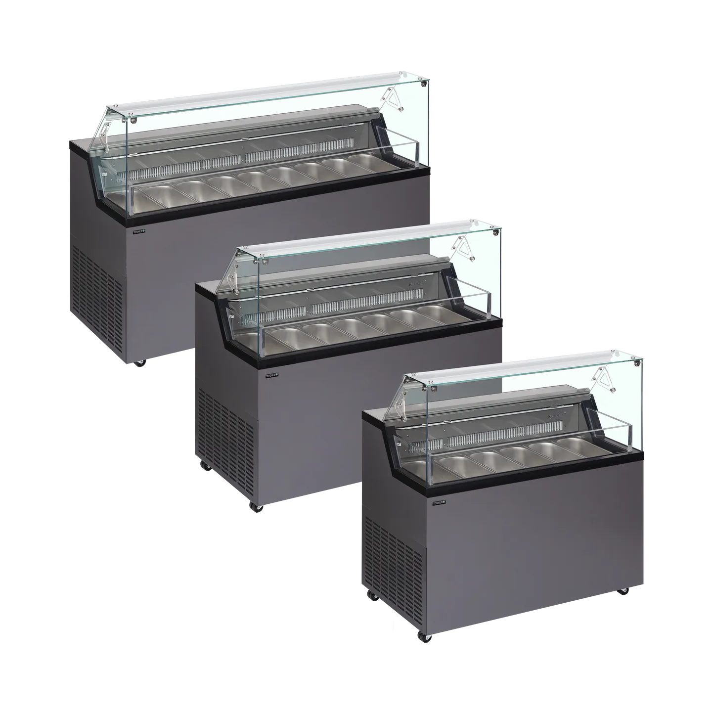Congélateur vitré de glace MIRABELLA 9 (439 / 306L) Gris 20328 TEFCOLD-mondialchr.com