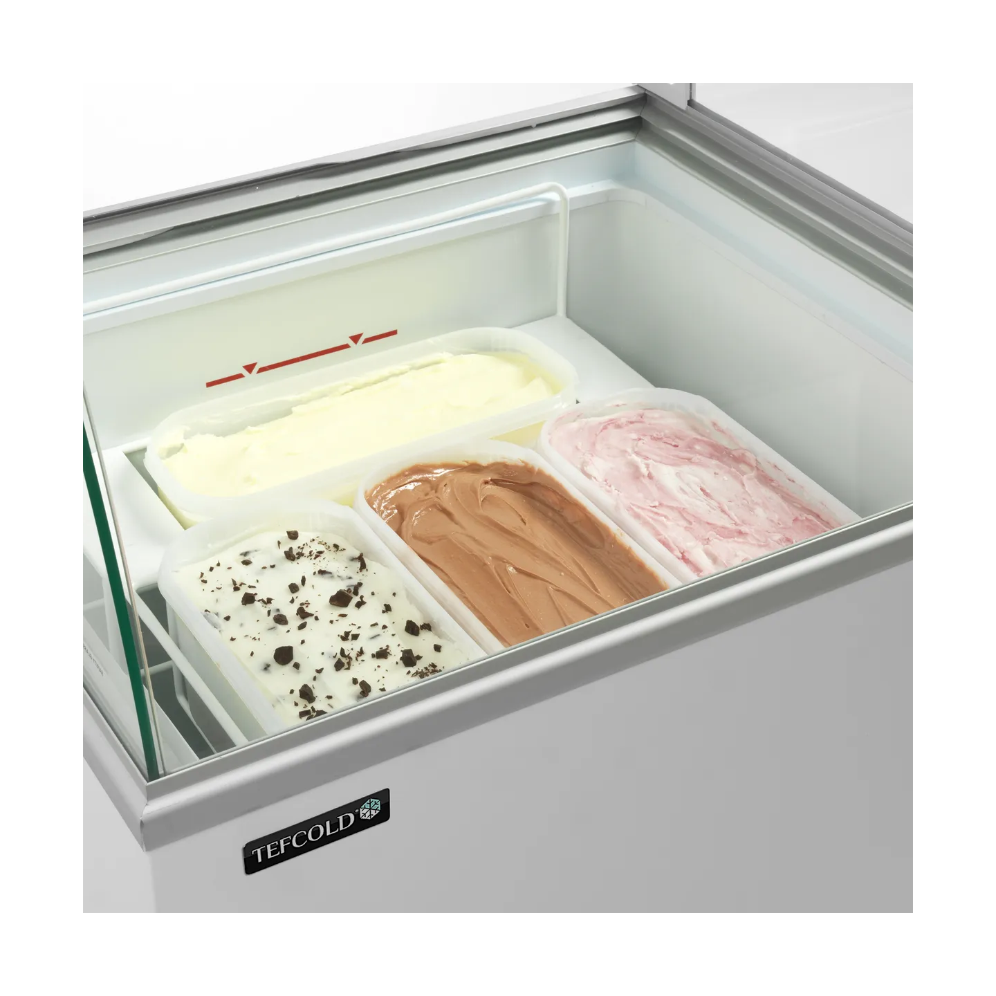 Congélateur vitré de crème glacée IC401SCE+SO (352 / 325 L) blanc 49437 TEFCOLD-mondialchr.com
