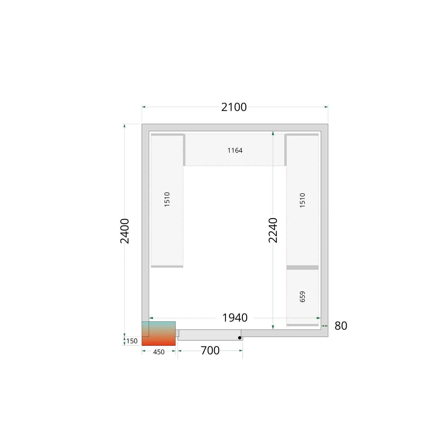 Chambre froide positive CRPF2124 Blanc 44181 TEFCOLD-mondialchr.com