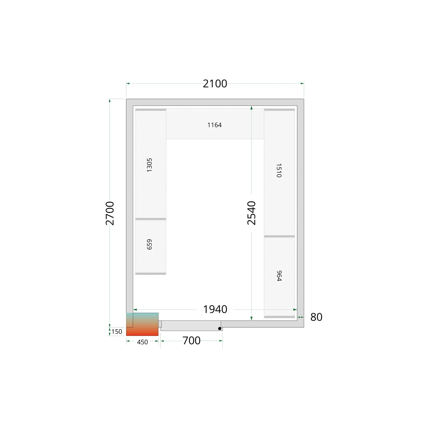 Chambre froide positive CRPF2127 Blanc 44182 TEFCOLD-mondialchr.com