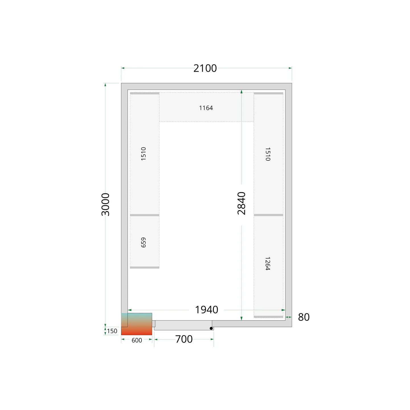 Chambre froide positive CRPF2127 Blanc TEFCOLD