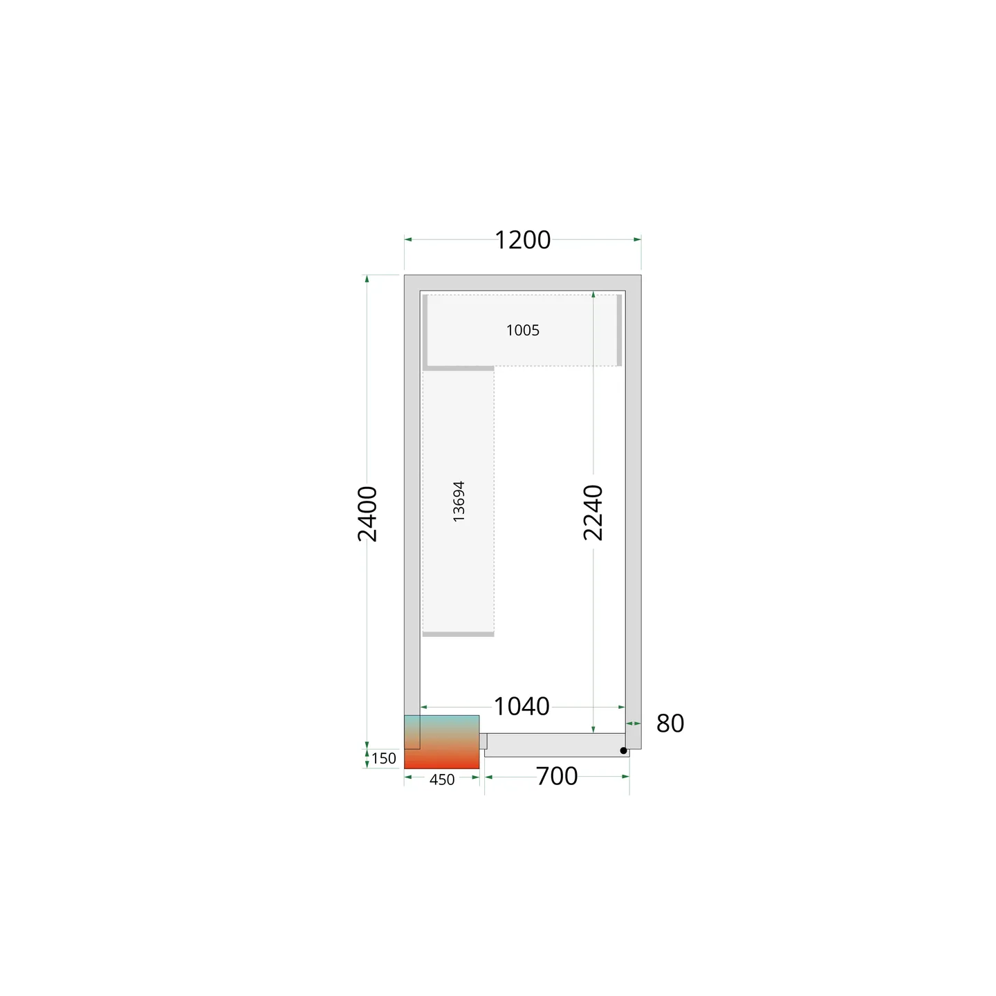 Chambre froide positive CRPF1224 Blanc 44166 TEFCOLD-mondialchr.com