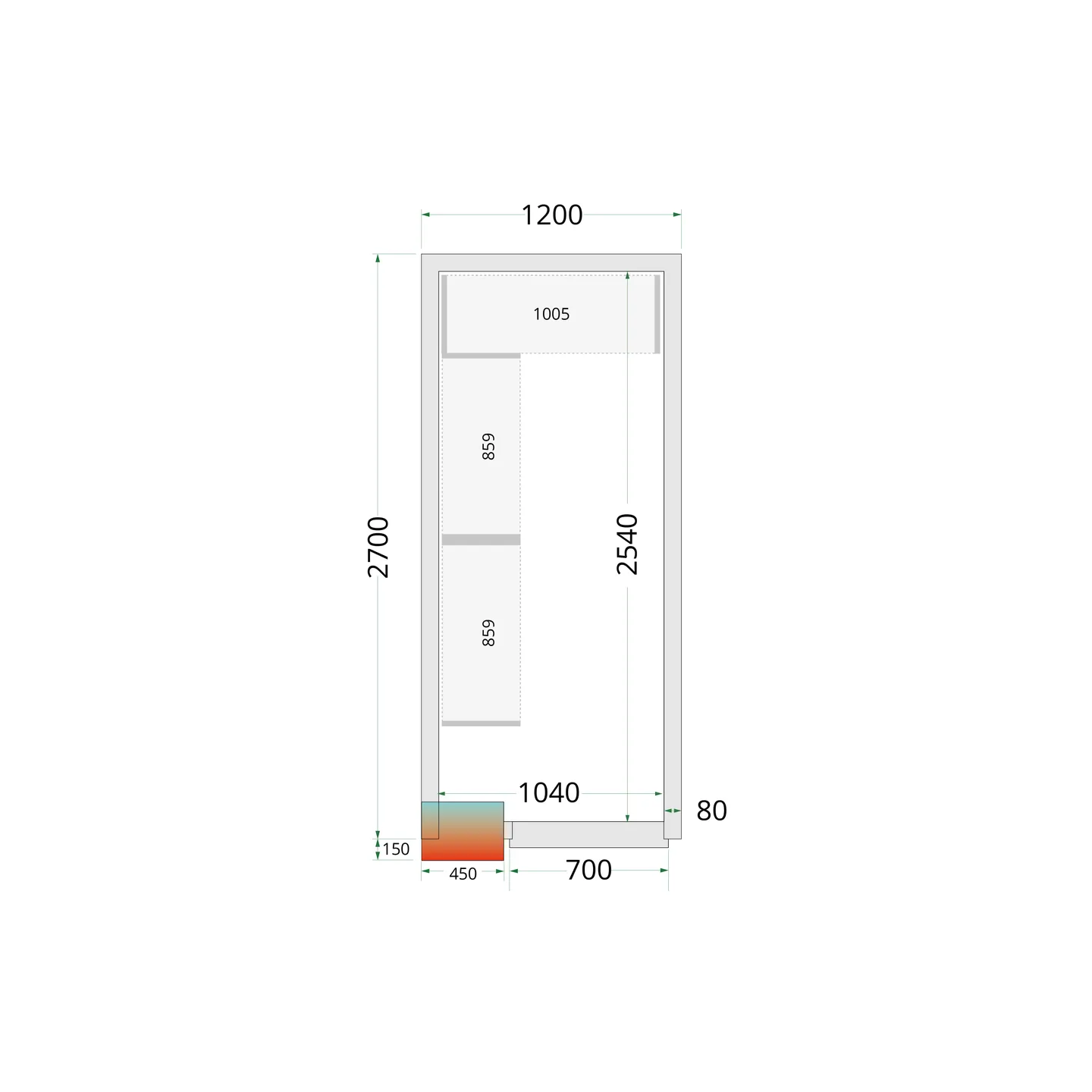 Chambre froide positive CRPF1227 Blanc 44167 TEFCOLD-mondialchr.com
