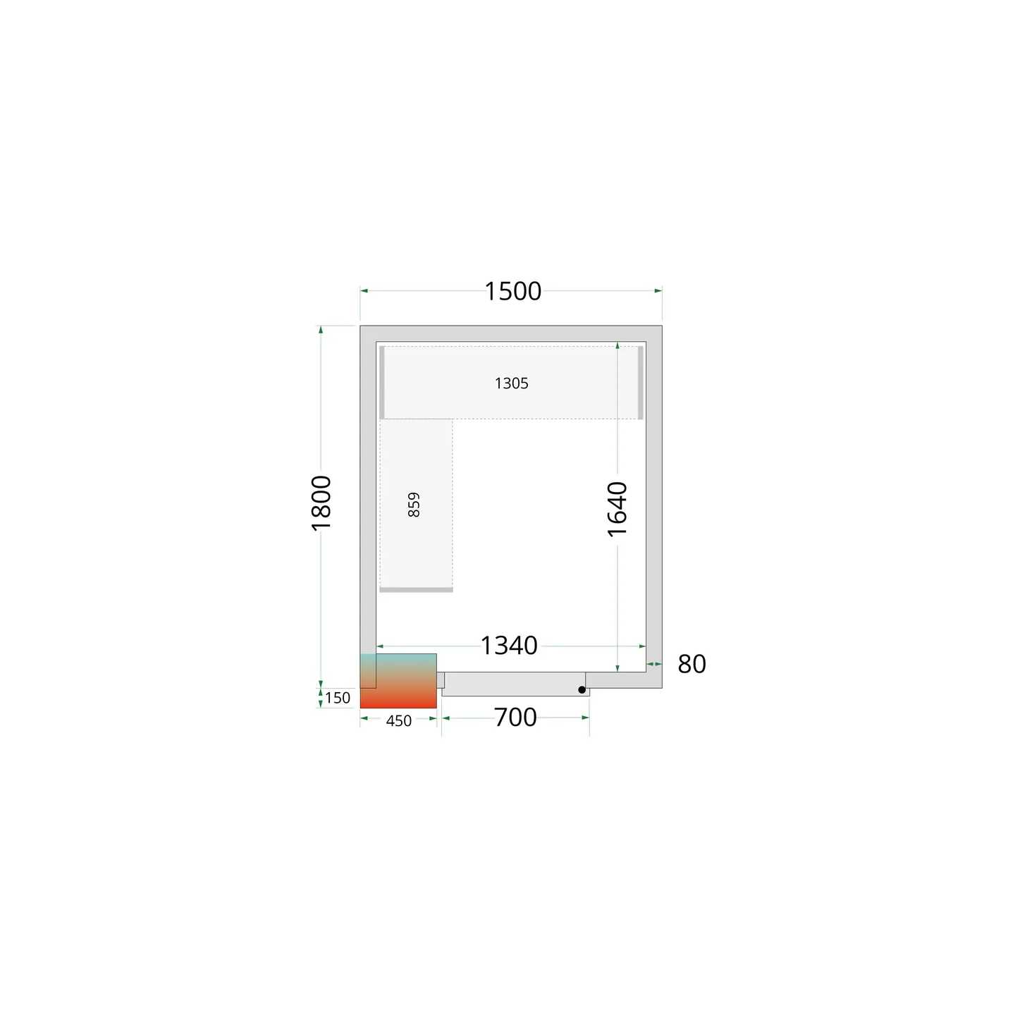 Chambre froide positive CRPF1518 Blanc 1500 x 1800 x 2200 mm 44170 TEFCOLD-mondialchr.com