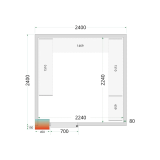 Chambre froide positive CRPF2424 Blanc 2400 x 2400 x 2200 mm TEFCOLD 44184 TEFCOLD-mondialchr.com