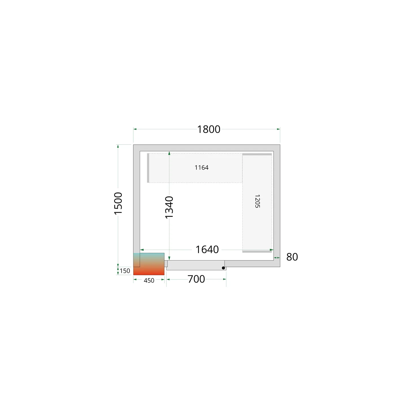 Chambre froide positive CRPF1815 Blanc 1800 x 1500 x 2200 mm 44394 TEFCOLD-mondialchr.com