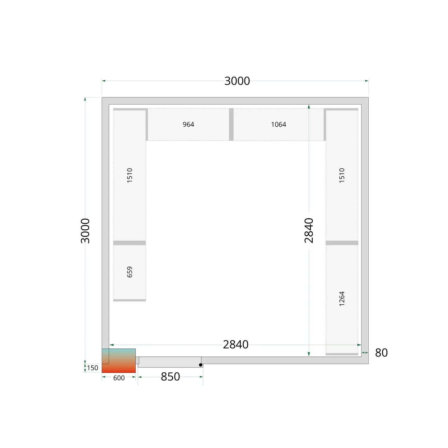 Chambre froide positive CRPF3030WD Blanc 3000 x 3000 x 2200 mm 49686 TEFCOLD-mondialchr.com