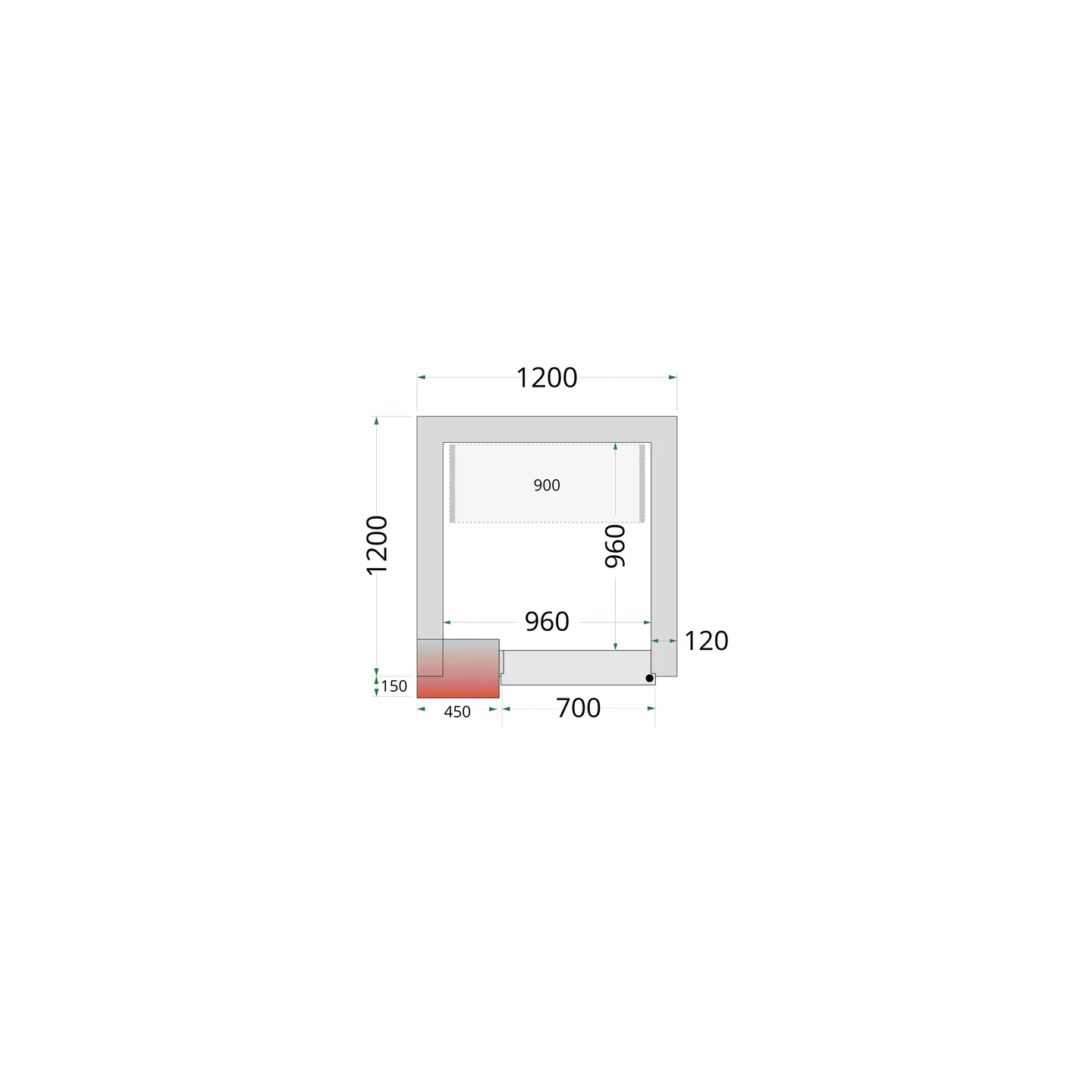Chambre froide négative CRNF1212 Blanc 1200 x 1200 x 2200 mm 44218 TEFCOLD-mondialchr.com